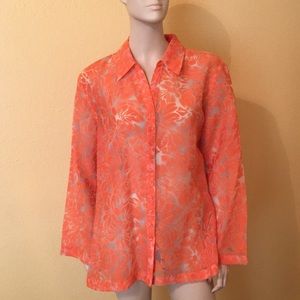 Chico’s EUC Sheer Floral Burnout Shirt/Jacket Sz3